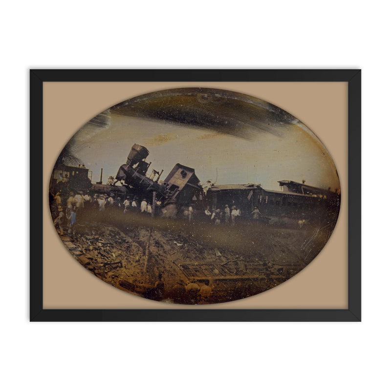 Providence and Worcester Railroad Train Wreck, Rhode Island, August 1853 framed print on a plain backdrop in size 18