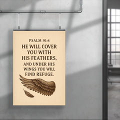 Psalm 914 He will cover you with his feathers and under his wings you will find refuge poster 4