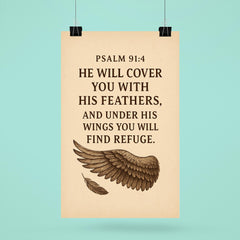 Psalm 914 He will cover you with his feathers and under his wings you will find refuge poster 6