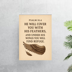 Psalm 914 He will cover you with his feathers and under his wings you will find refuge poster 7