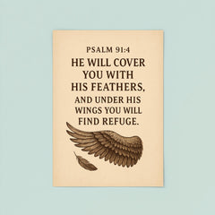 Psalm 914 He will cover you with his feathers and under his wings you will find refuge poster 8