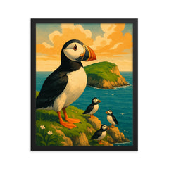Puffin Island Wales framed print on a plain backdrop in size 16"x20".