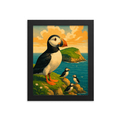 Puffin Island Wales framed print on a plain backdrop in size 8"x10".