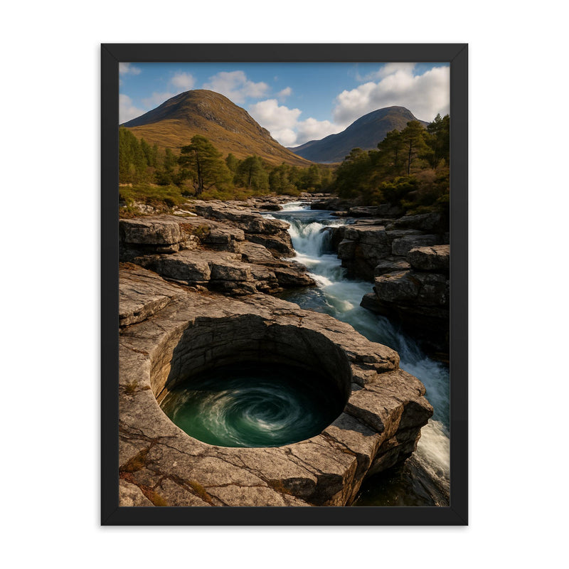 Punch Bowl of the Quoich Scotland framed print on a plain backdrop in size 18
