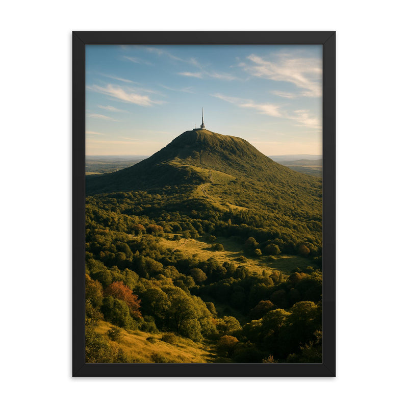 Puy de Dome France framed print on a plain backdrop in size 18