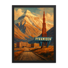 Pyramiden Svalbard Norway framed print on a plain backdrop in size 18"x24".