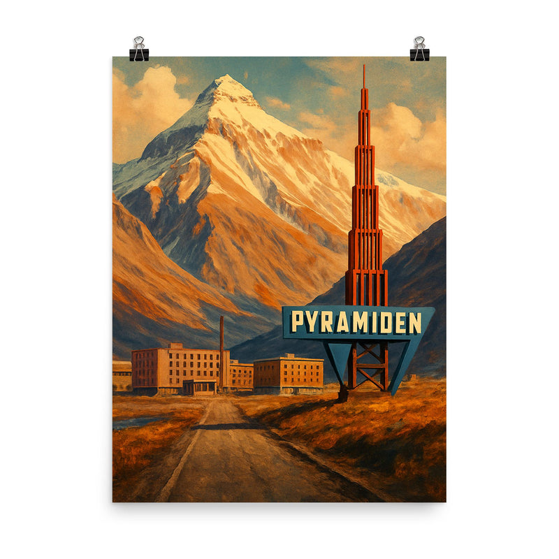 Pyramiden Svalbard Norway poster on a plain backdrop in size 8
