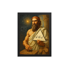 Pythagoras framed print on a plain backdrop in size 12"x16".