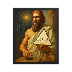 Pythagoras framed print on a plain backdrop in size 16"x20".