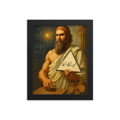 Pythagoras framed print on a plain backdrop in size 8"x10".