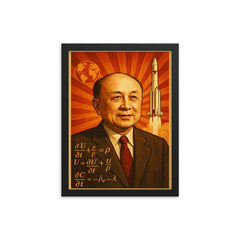 Qian Xuesen framed print on a plain backdrop in size 12"x16".