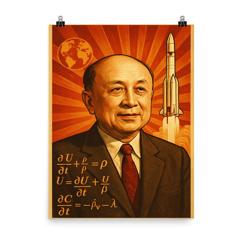 Qian Xuesen poster on a plain backdrop in size 8