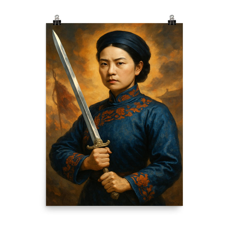 Qiu Jin poster on a plain backdrop in size 8