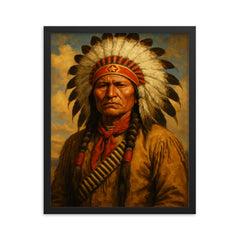 Quanah Parker framed print on a plain backdrop in size 16"x20".