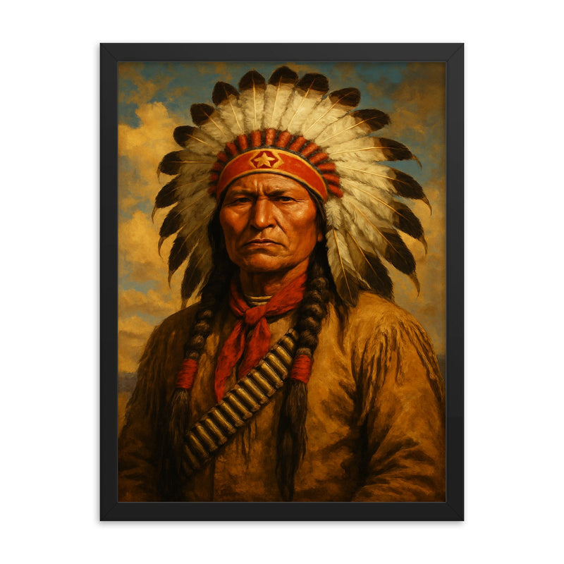 Quanah Parker framed print on a plain backdrop in size 18