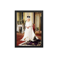 Queen Camilla framed print on a plain backdrop in size 12"x16".