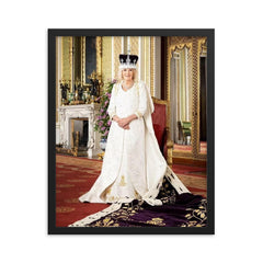 Queen Camilla framed print on a plain backdrop in size 16"x20".