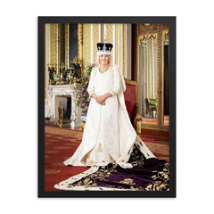 Queen Camilla framed print on a plain backdrop in size 18"x24".