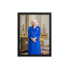 Queen Camilla official Australian portrait framed print on a plain backdrop in size 12"x16".