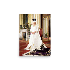 Queen Camilla poster on a plain backdrop in size 12"x16".