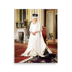 Queen Camilla poster on a plain backdrop in size 16"x20".