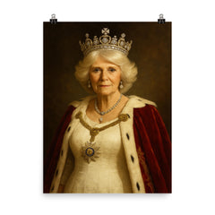 Queen Camilla regal portrait poster on a plain backdrop in size 8"x10".