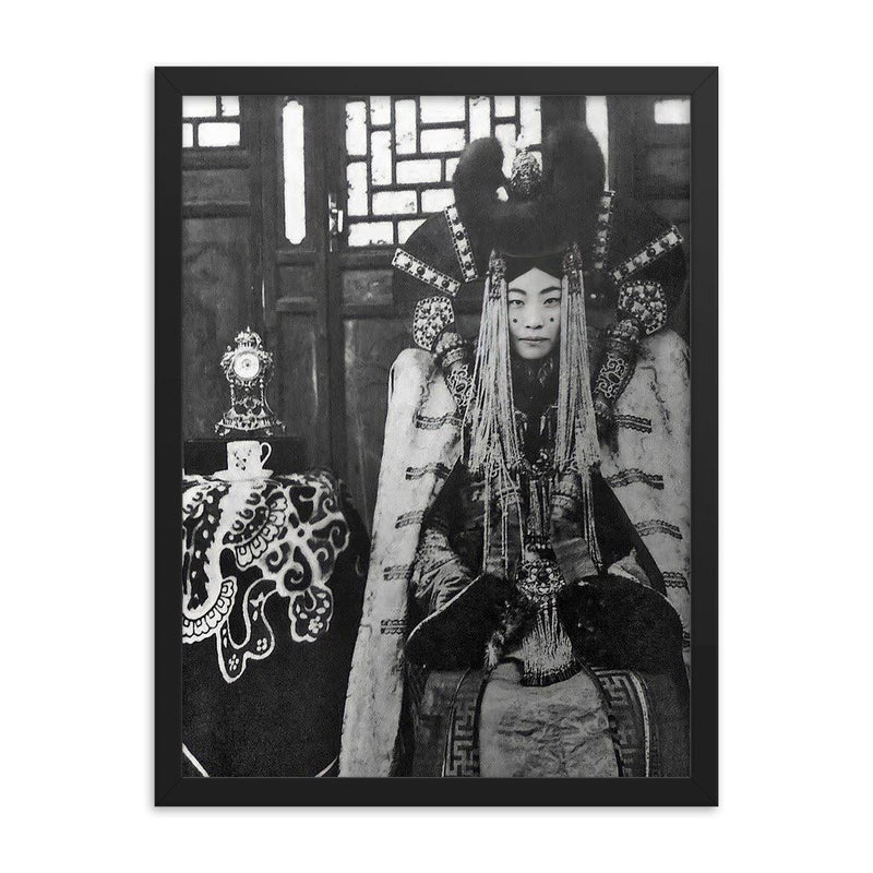 Queen Consort Genepil of Mongolia, 1923 framed print on a plain backdrop in size 18