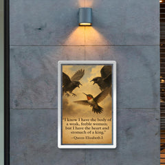 queen elizabeth i body of a weak woman heart of a king quote poster 2