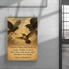 queen elizabeth i body of a weak woman heart of a king quote poster 4
