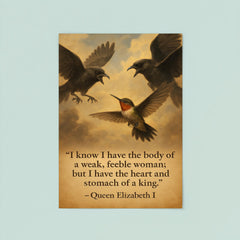 queen elizabeth i body of a weak woman heart of a king quote poster 8