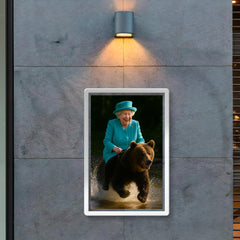 Queen Elizabeth II riding a bear poster 2
