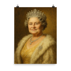 Queen Elizabeth the Queen Mother poster on a plain backdrop in size 8"x10".