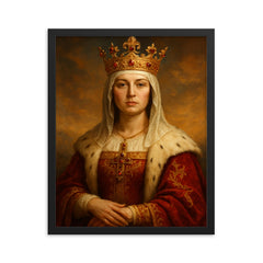 Queen Isabella I of Castile framed print on a plain backdrop in size 16"x20".
