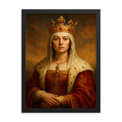 Queen Isabella I of Castile framed print on a plain backdrop in size 18"x24".