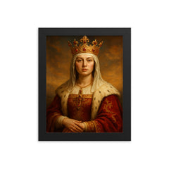 Queen Isabella I of Castile framed print on a plain backdrop in size 8"x10".