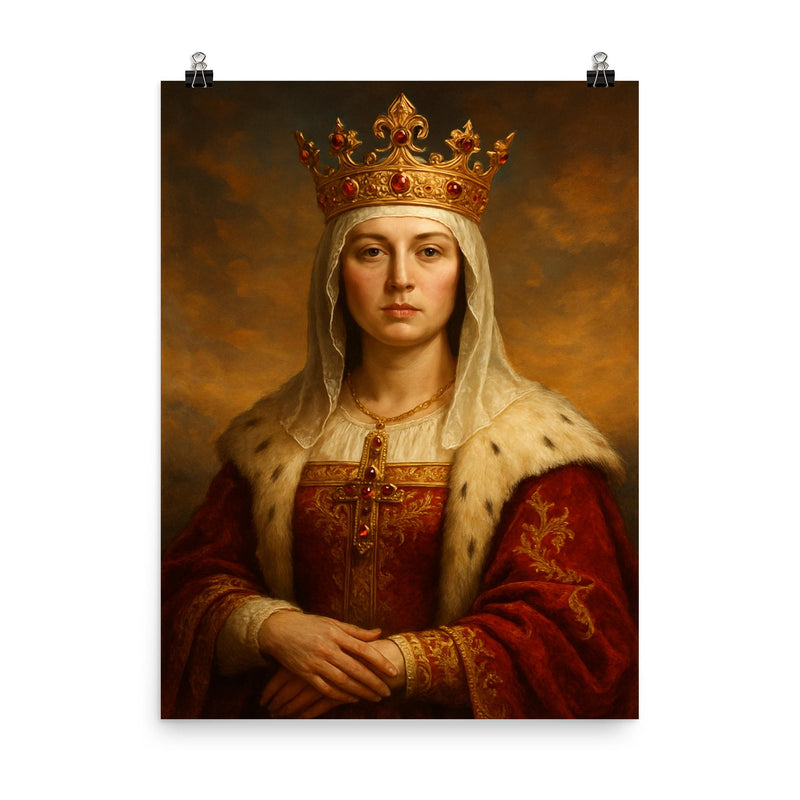Queen Isabella I of Castile poster on a plain backdrop in size 8
