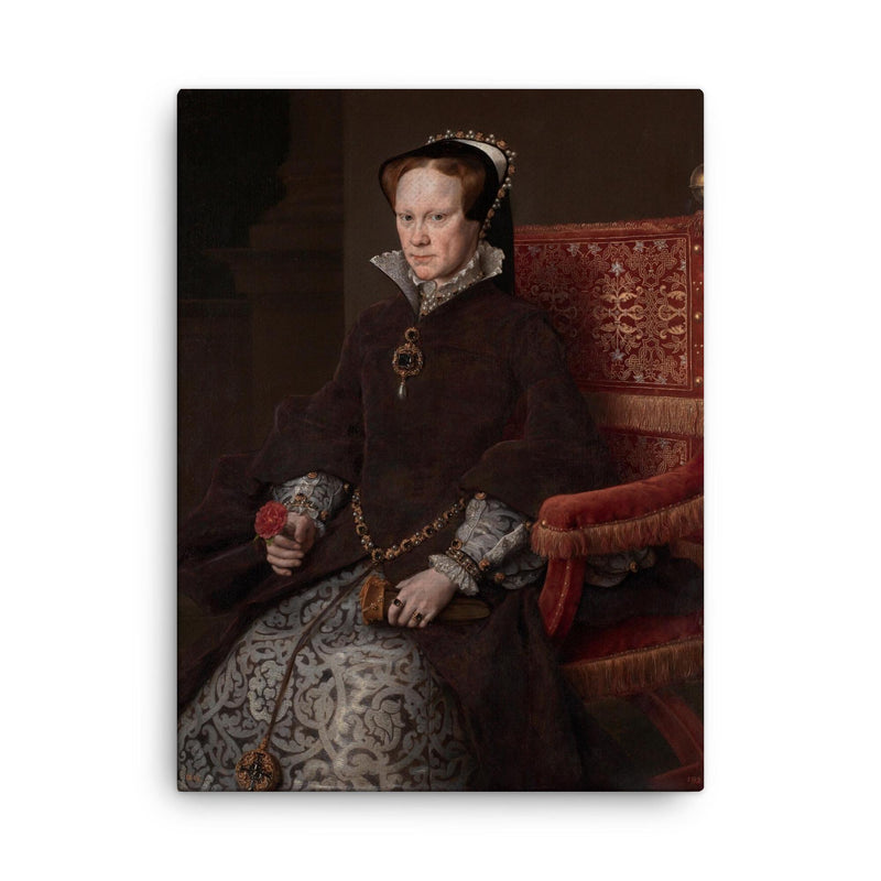Queen Mary I of England canvas print on a plain backdrop in size 18