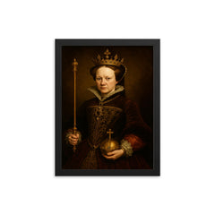 Queen Mary I of England framed print on a plain backdrop in size 12"x16".