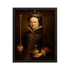 Queen Mary I of England framed print on a plain backdrop in size 16"x20".