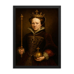 Queen Mary I of England framed print on a plain backdrop in size 18"x24".