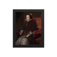 Queen Mary I of England framed print on a plain backdrop in size 8"x10".