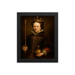 Queen Mary I of England framed print on a plain backdrop in size 8"x10".