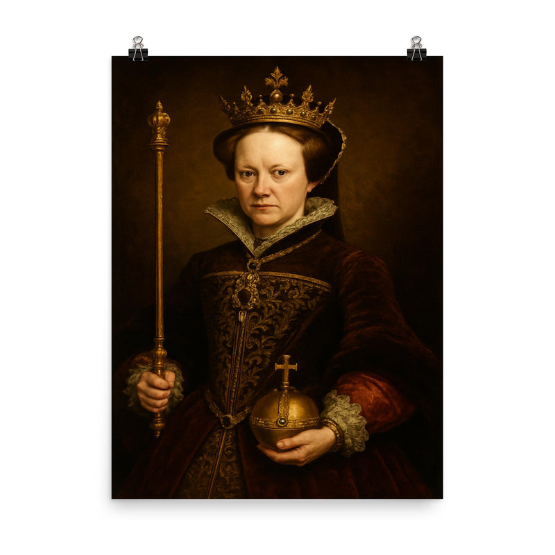 Queen Mary I of England poster on a plain backdrop in size 8
