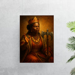 Queen Nzinga negotiating beside a war axe poster 7