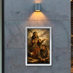 Queen Nzinga negotiating beside chained slave trader poster 2