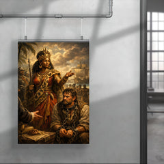 Queen Nzinga negotiating beside chained slave trader poster 4