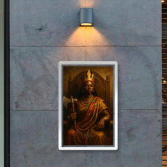 Queen Nzinga with diplomatic axe and throne poster 2