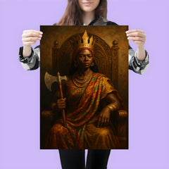 Queen Nzinga with diplomatic axe and throne poster 3