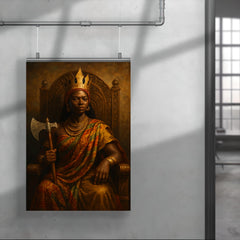 Queen Nzinga with diplomatic axe and throne poster 4