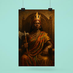 Queen Nzinga with diplomatic axe and throne poster 6